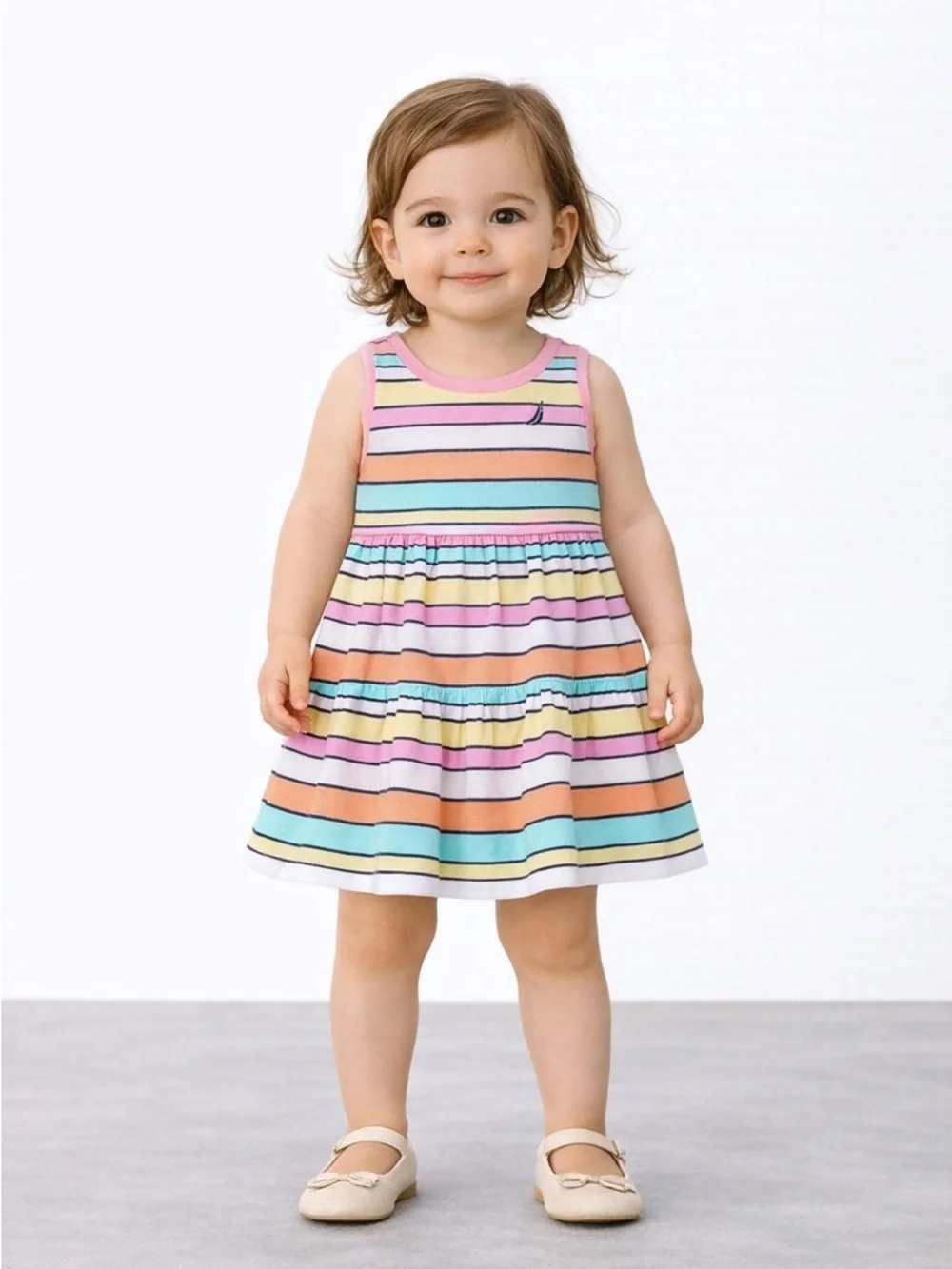 NAUTICA Kids Pink Patterned Sleeveless Dress with Bloomers NWT Size 12M
